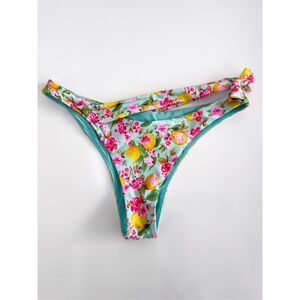 Luli Fama Womens Floral Limoncello Asymetrical Side Bow Bottom Small